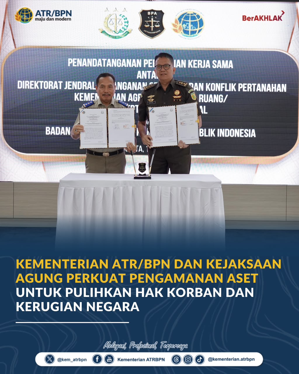 Kementerian ATR/BPN dan Kejaksaan Agung Perkuat Pengamanan Aset untuk Pulihkan Hak Korban dan Kerugian Negara